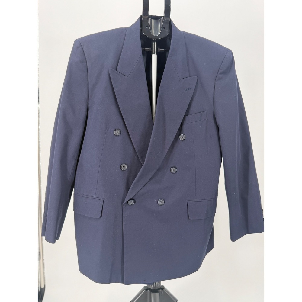 Vintage Bill Blass Mens Navy Double Breasted Blazer Preppy Old Money No Size